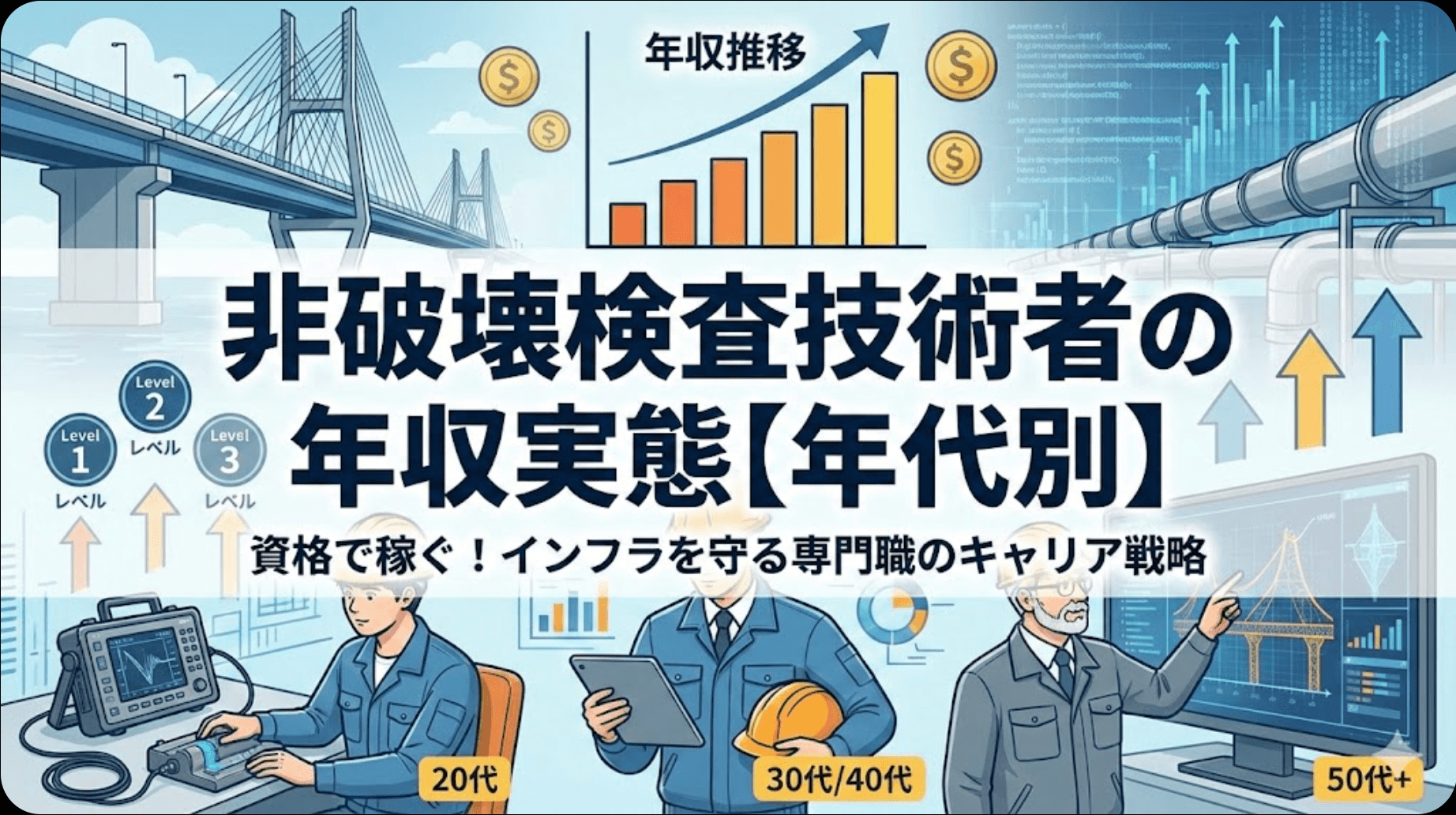 非破壊検査技術者の年収実態【2026年最新版】資格・年代別相場と年収1,000万への戦略